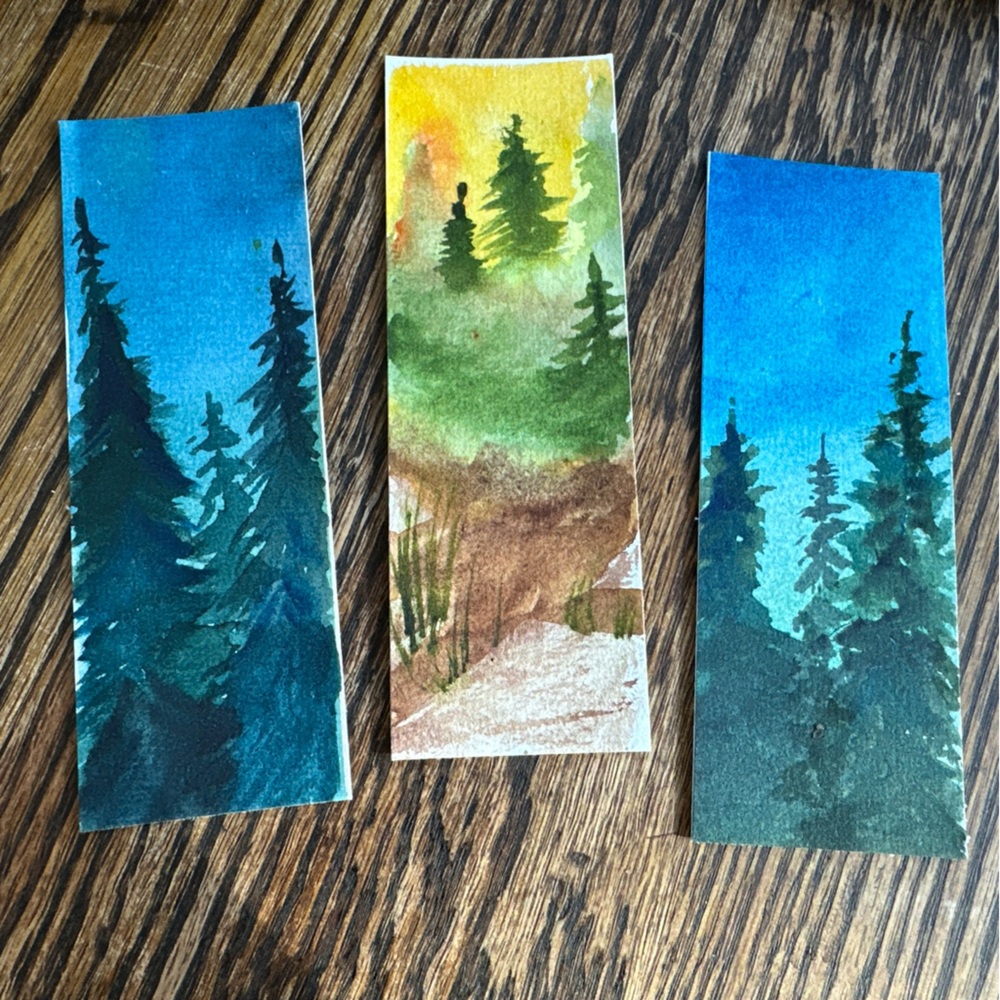 Handmade Forest Watercolor Painting Set - Blue & Green